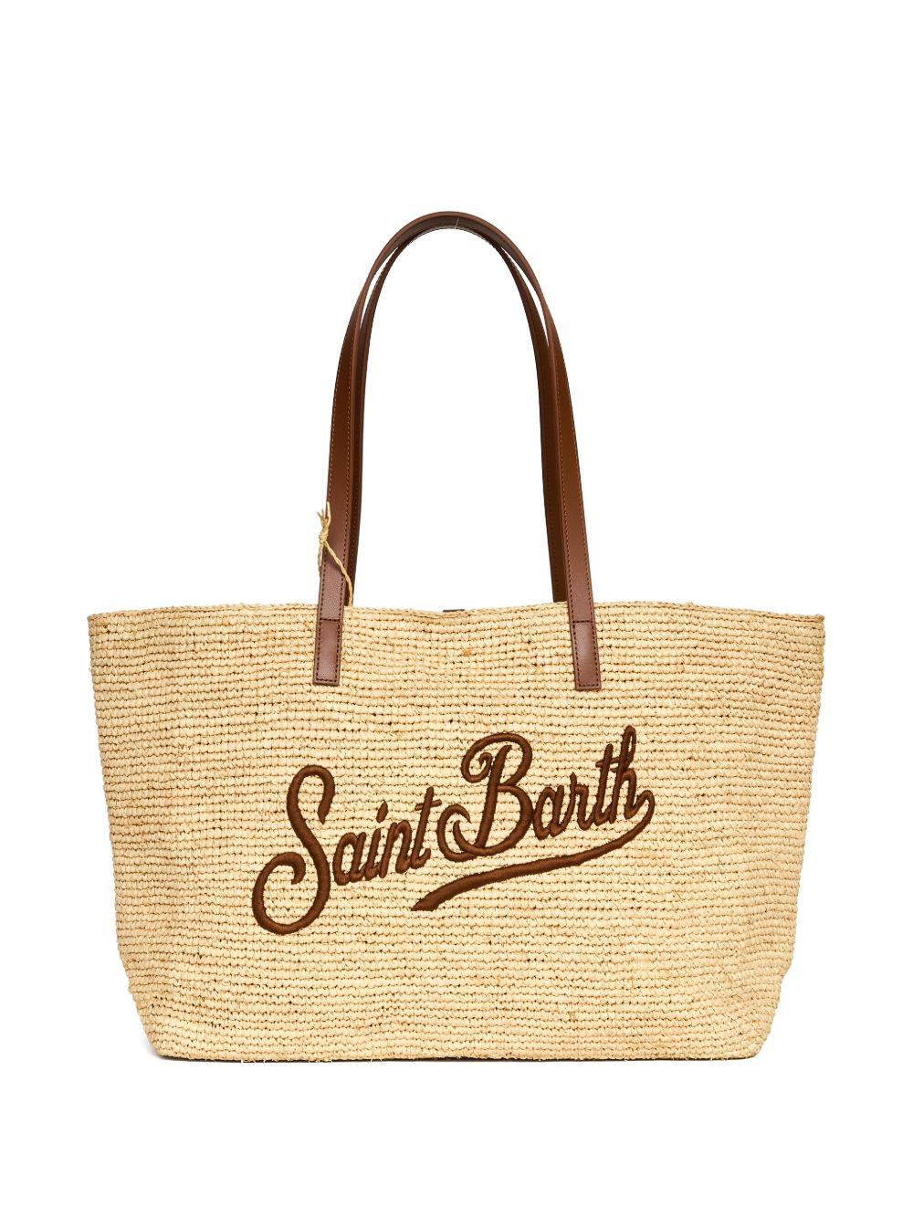 Borsa Rafia City MC2 Saint Barth beige con ricamo logo RAFC001 00358L MC2 ST. BARTH KIDS