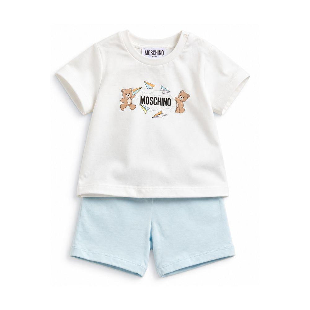 Set t-shirt e shorts per neonato Moschino Kids multicolor con stampa orsetti sul davanti M5G00MLAA01 84325 MOSCHINO KIDS