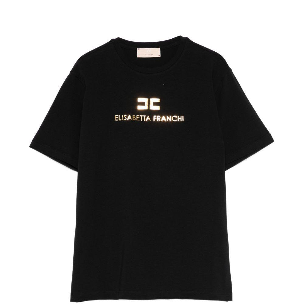 T-shirt per bambina Elisabetta Franchi La Mia Bambina nera con stampa logo EFTS2600JE006 N005 ElISABETTA FRANCHI KIDS