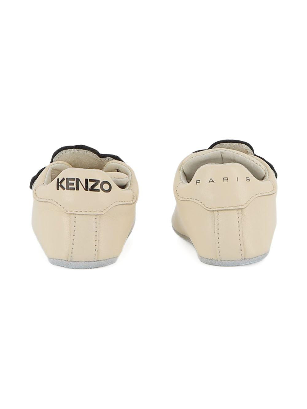 Scarpine primi passi per neonata Kenzo Kids beige con ricamo Boke Flower K61820 117 KENZO KIDS