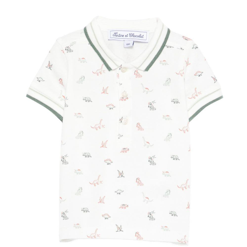 T-shirt per neonato Tartine Et Chocolat bianca con stampa grafica dinosauri all-over CC11051 13 TArtine & Chocolat KIDS
