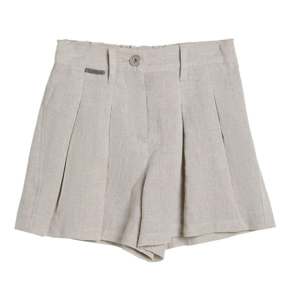 Shorts in tela per bambina Brunello Cucinelli Kids grigio con glitter BH547S285 C169 BRUNELLO CUCINELLI KIDS