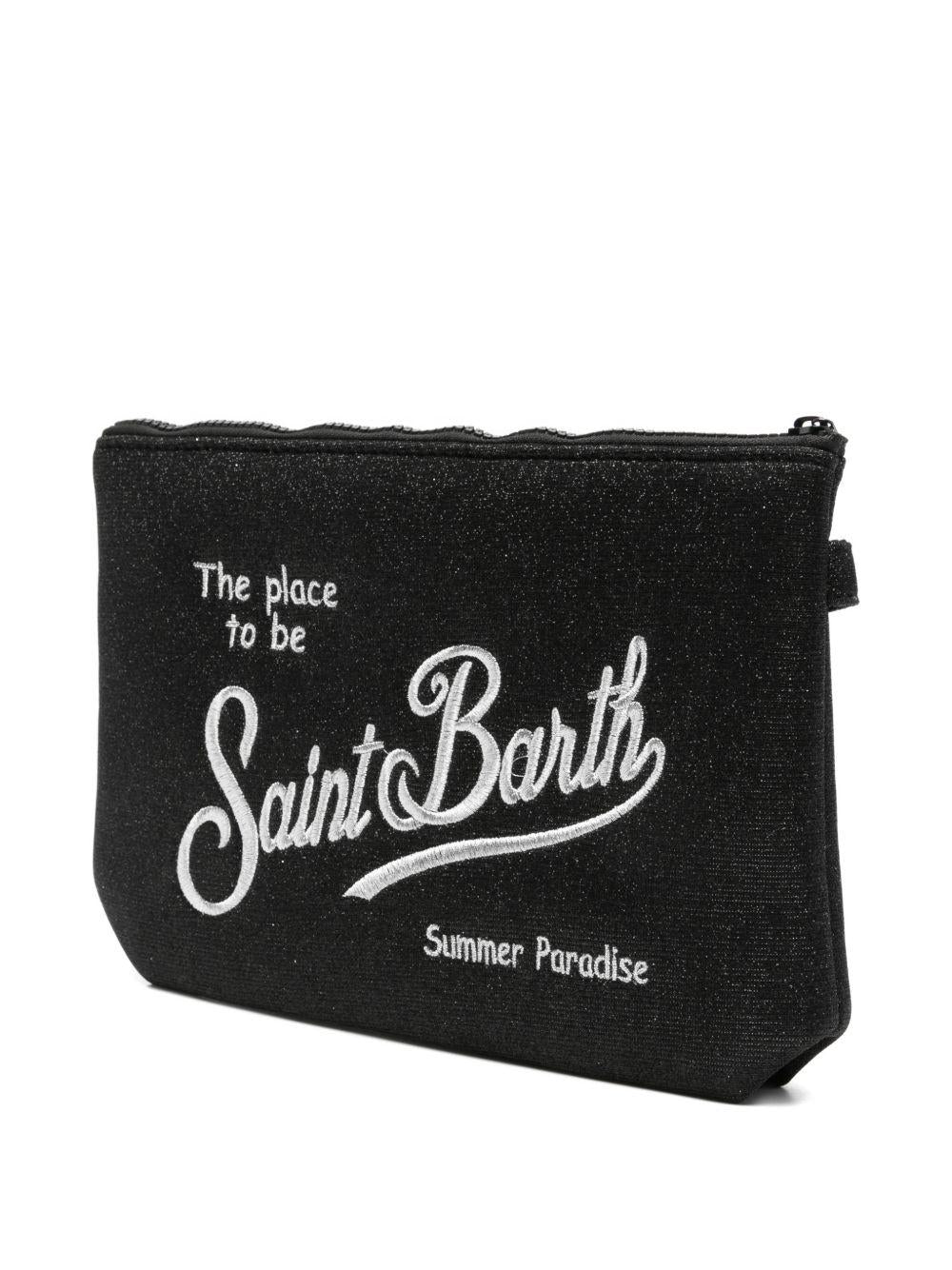 Pochette Aline MC2 Saint Barth nera con logo ricamato a contrasto ALI0018 02999L MC2 ST. BARTH KIDS