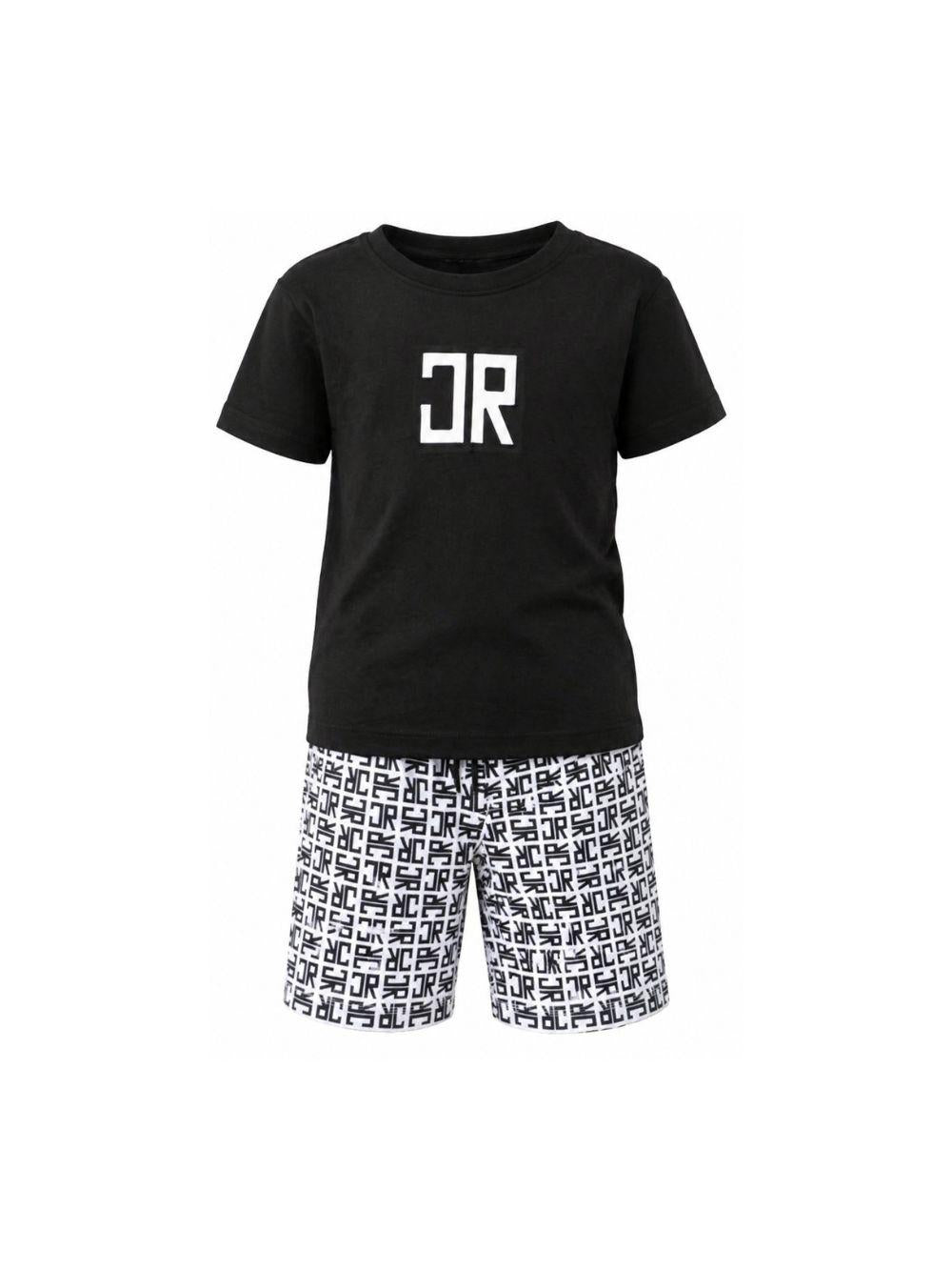 Set due pezzi per bambino John Richmond Junior nero con monogramma RBP26004CJ BLACK JOHN RICHMOND JUNIOR