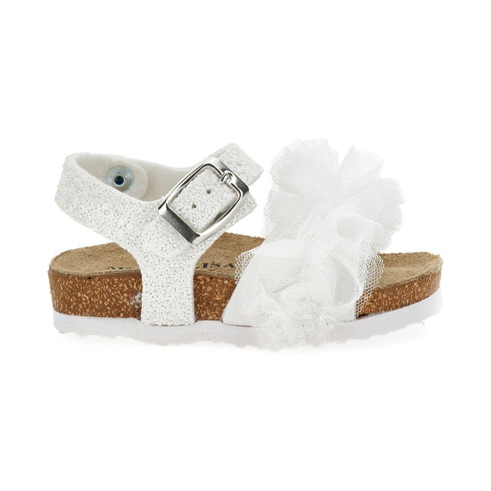 Sandali per bambina Monnalisa bianchi con dettaglio volant 83G011 7708 0001 MONNALISA KIDS