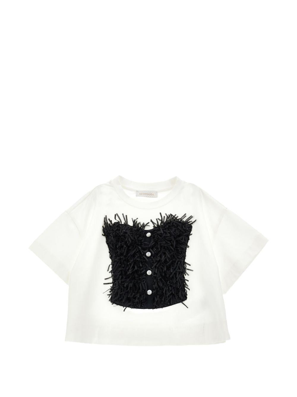 T-shirt per bambina Monnalisa Kids bianca con stampa sul davanti 79H606 8049 0150 MONNALISA KIDS