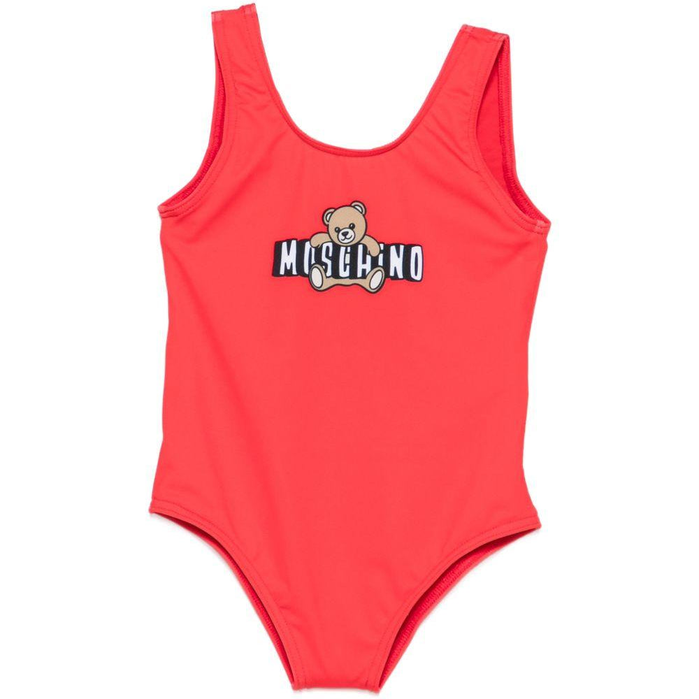 Costume intero per neonata Moschino Kids rosso con stampa Teddy sul davanti M2L00ALKA11 50109 MOSCHINO KIDS