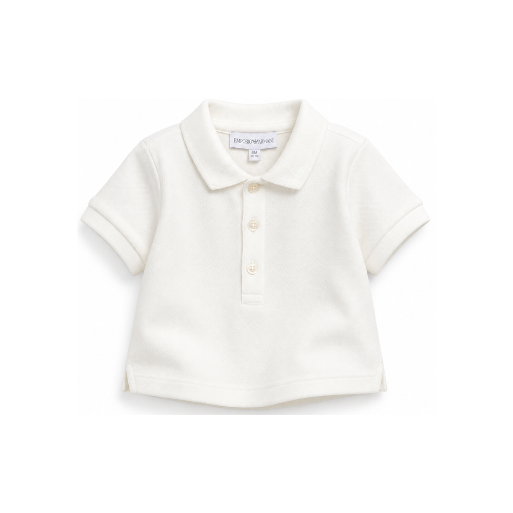 Polo per neonato Emporio Armani Kids bianco opaco con logo ricamato sul colletto EB001669 AF28486 U1009 EMPORIO ARMANI KIDS