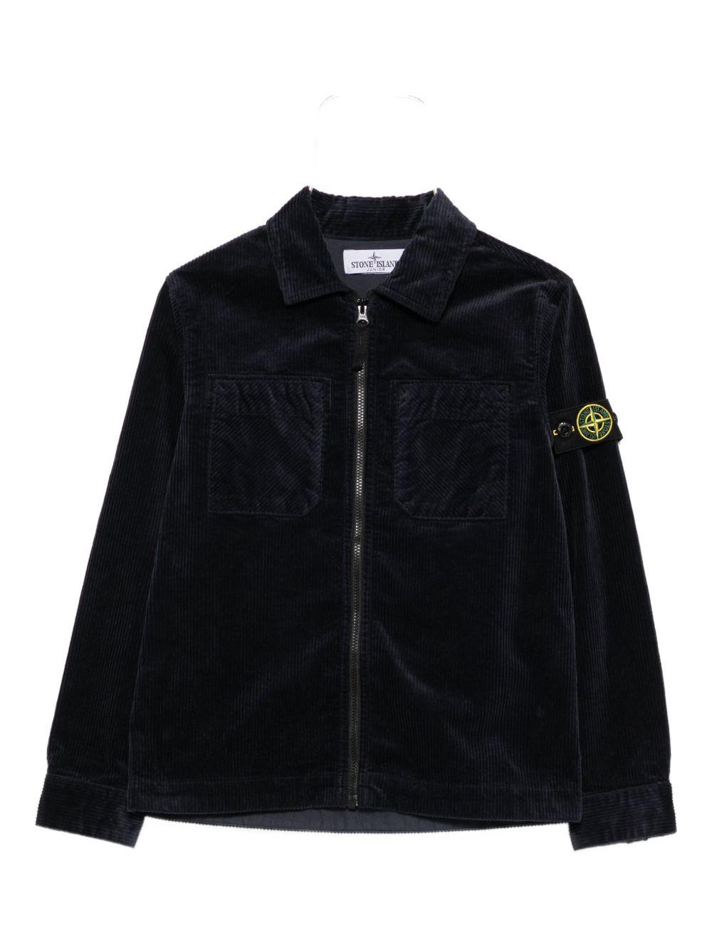 Camicia per bambino Stone Island Junior blu a coste con zip K2S161200003S0199 V0020 STONE ISLAND JUNIOR