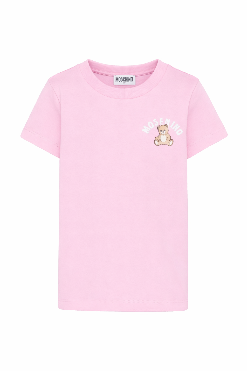T-shirt per bambina Moschino Kids rosa con stampa Teddy sul davanti HWM058LAA01 51473 MOSCHINO KIDS