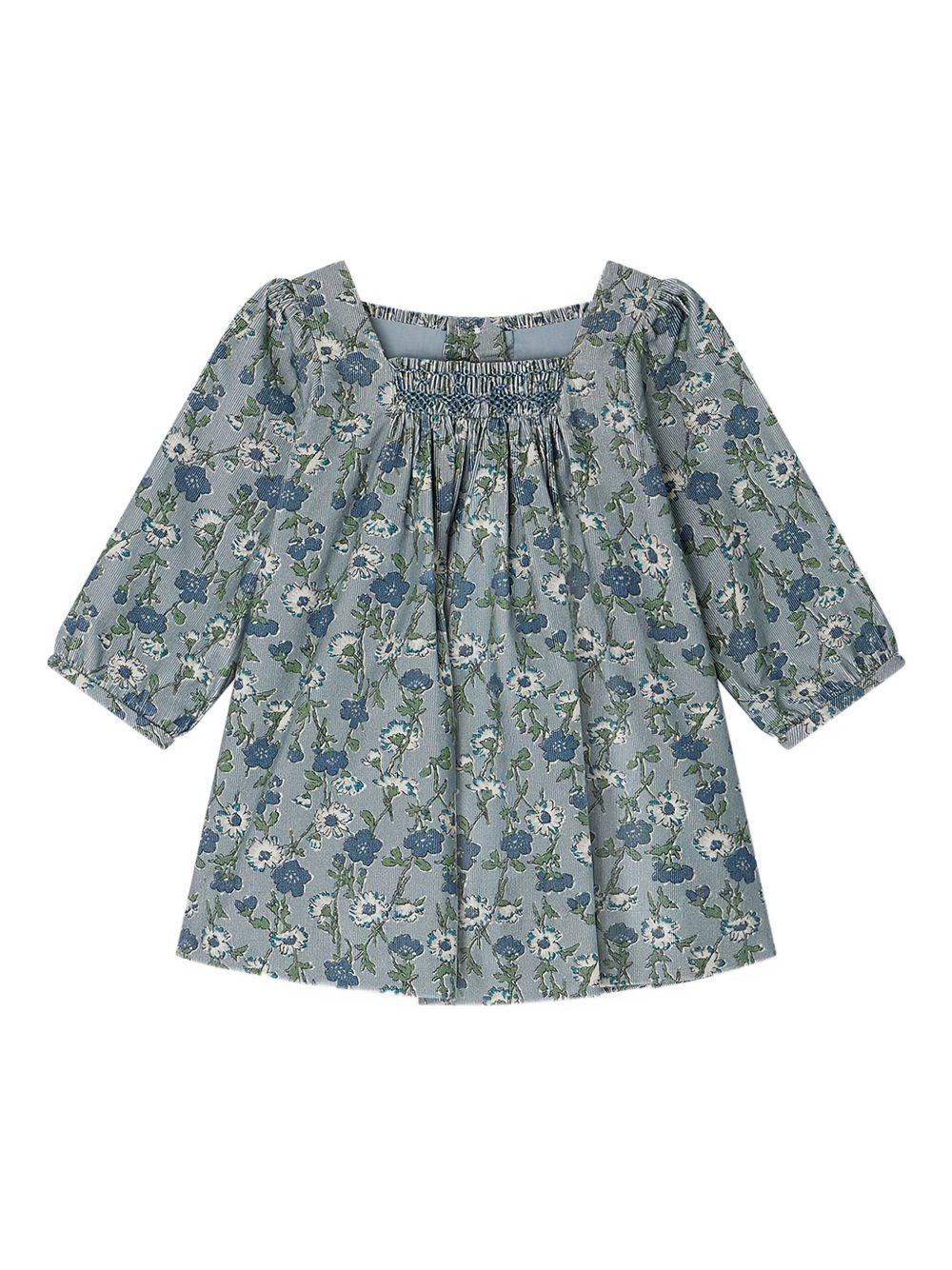 Abito per neonata Bonpoint blu con stampa a fiori W05XDRW00019 543B BONPOINT
