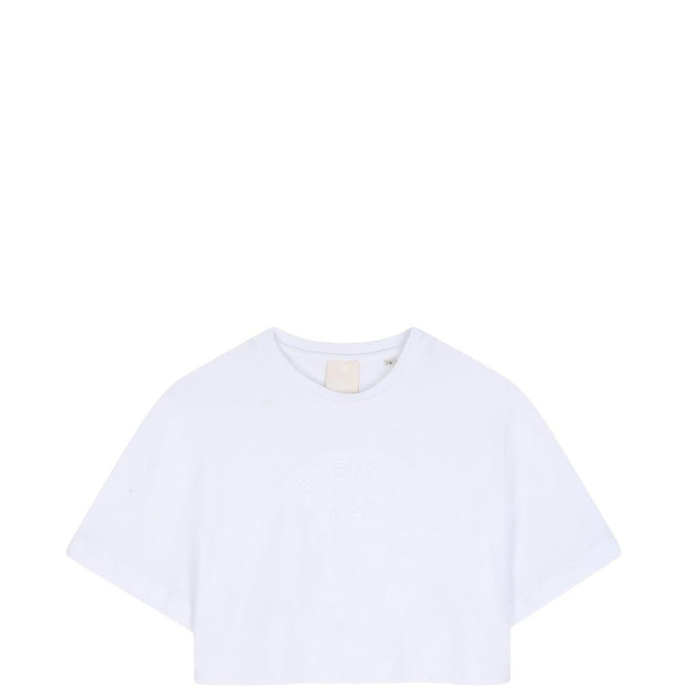 T-shirt per bambina Givenchy Kids bianca con taglio crop H31559 10P GIVENCHY KIDS
