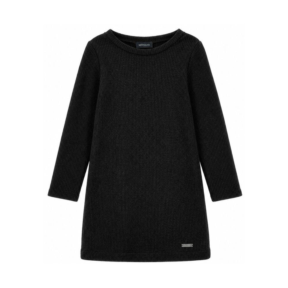 Abito per bambina Monnalisa Kids nero a coste a maniche lunghe 41H903 8214 0050 MONNALISA KIDS