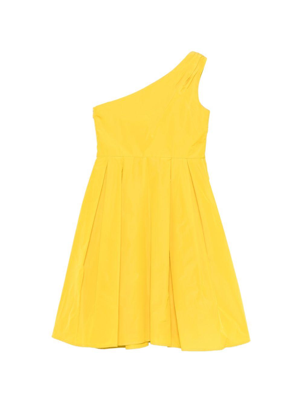 Abito monospalla per bambina Elisabetta Franchi La Mia Bambina giallo plissettato EFAB6740TV033 2033 ElISABETTA FRANCHI KIDS
