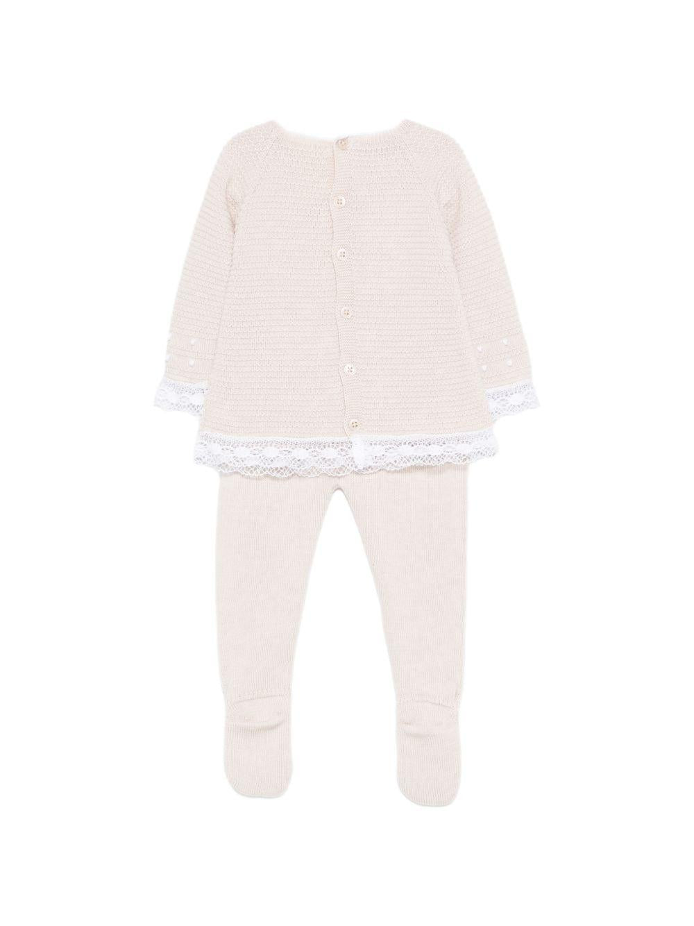 Set maglioncino e pantaloni per neonati Paz Rodriguez beige con dettagli a pois 103L-123492 7901 PaZ RODRIGUEZ KIDS