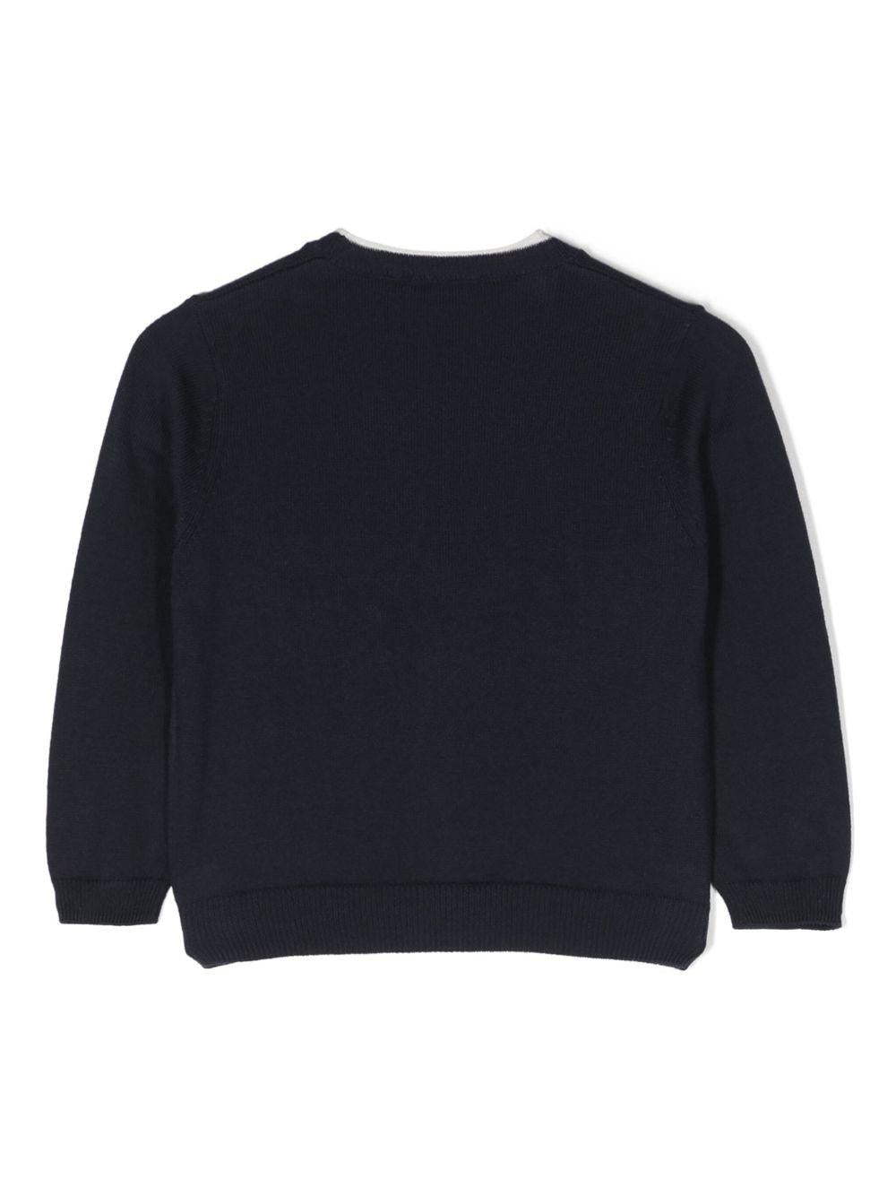 Cardigan per neonato Il Gufo blu con bottoni e bordo a contrasto P25GF427EM109 4910 IL GUFO
