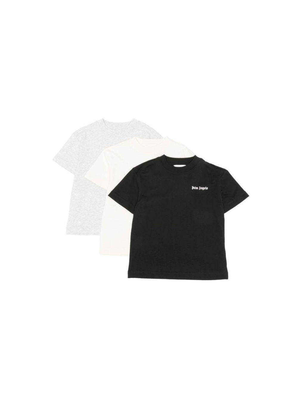 Set di tre t-shirt per bambino Palm Angels Kids multicolore con logo sul davanti PB2B002S26JER001 INT11 PALM ANGELS KIDS