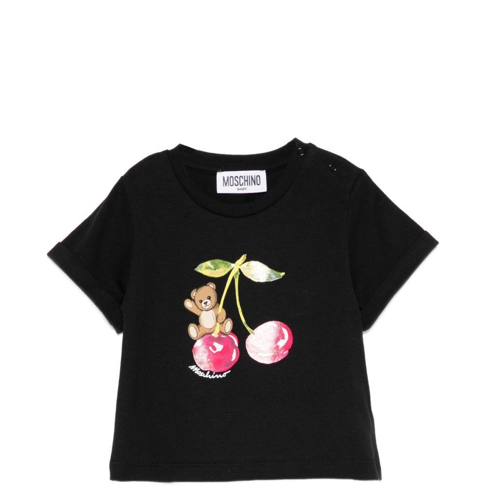 T-shirt per neonati Moschino Kids nera con stampa Teddy Bear MDM03TLAA02 60100 MOSCHINO KIDS