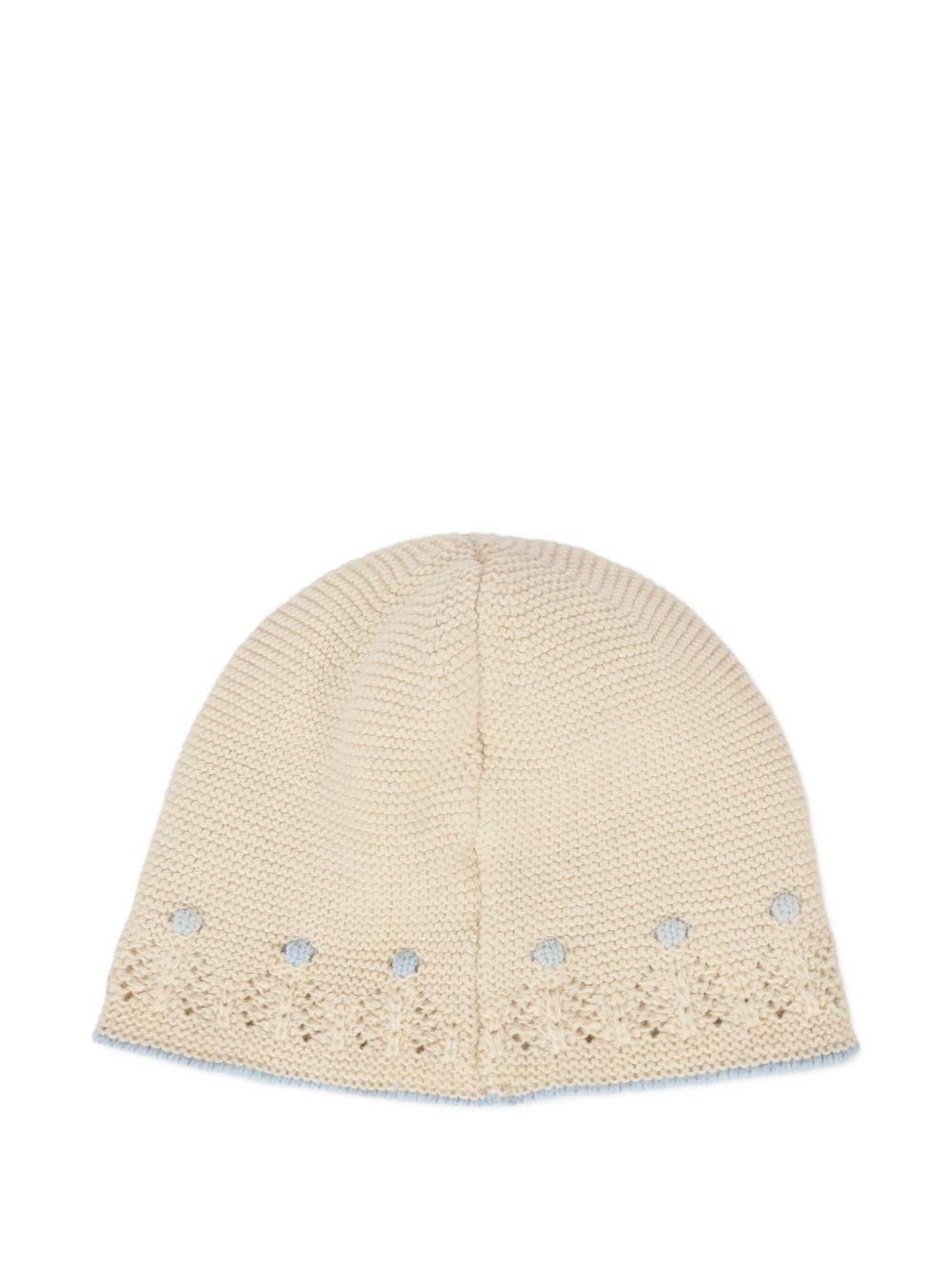Berretto per neonati Paz Rodrìguez beige con lavorazione in rilievo 040-123090 7380 H94 PaZ RODRIGUEZ KIDS