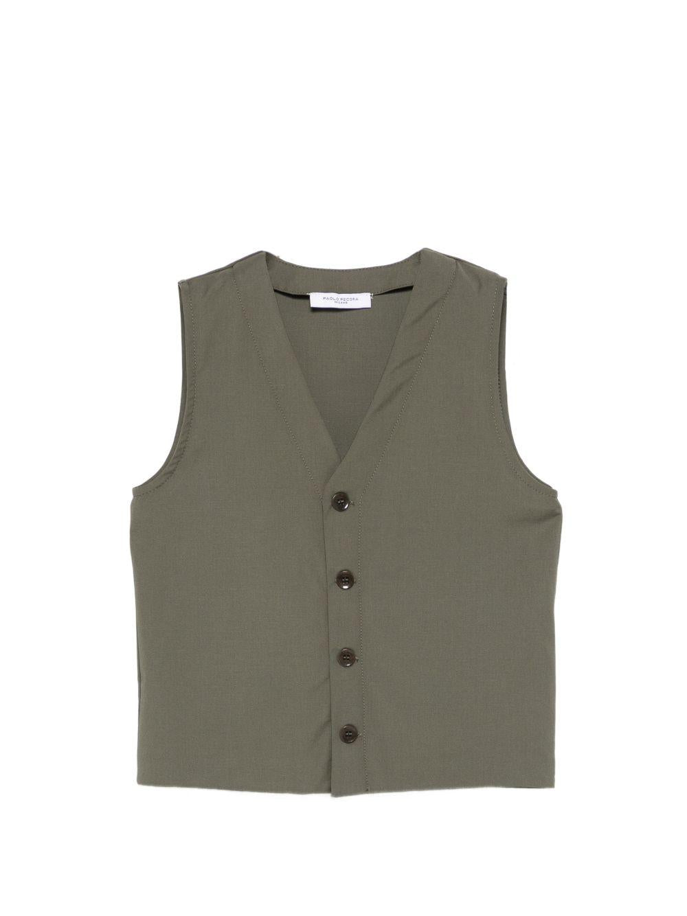 Gilet per bambino Paolo Pecora Kids verde con bottoni PP4205 OLIVA PAOLO PECORA KIDS