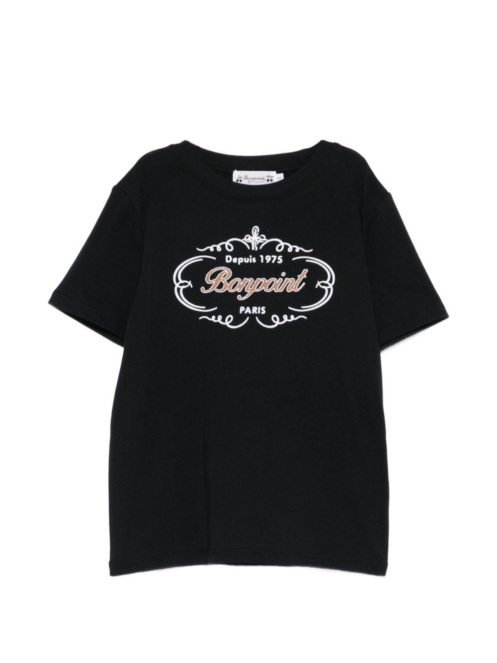 T-shirt per bambini Bonpoint nera con logo sul davanti S06BTSK00007 199A BONPOINT KIDS