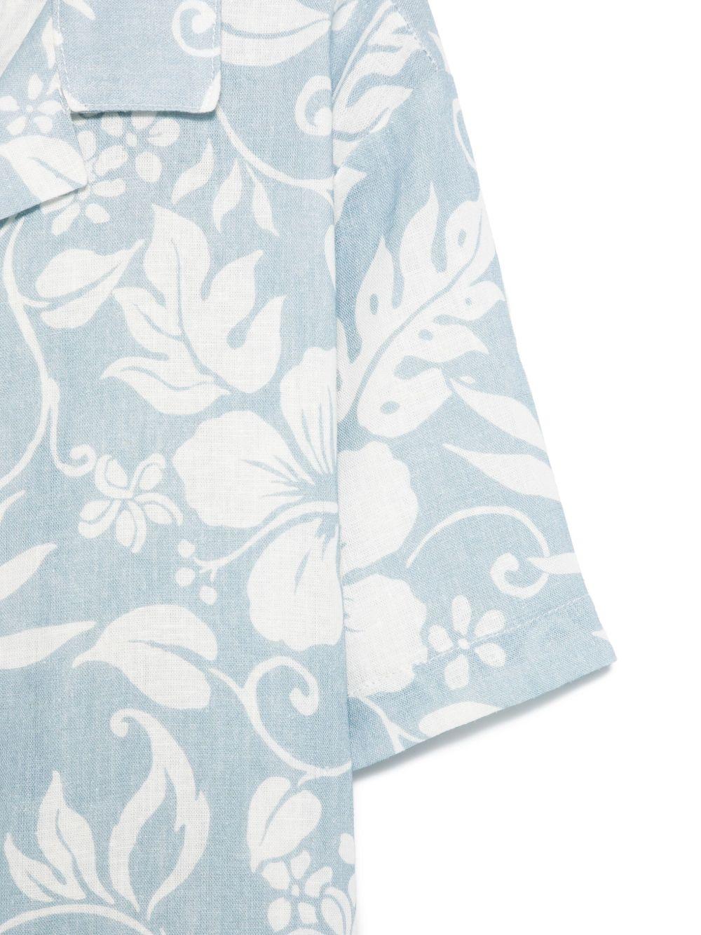 Camicia con stampa per bambino Paolo Pecora Kids azzurro con mini targhetta logo PP4081 AZZURRO PAOLO PECORA KIDS