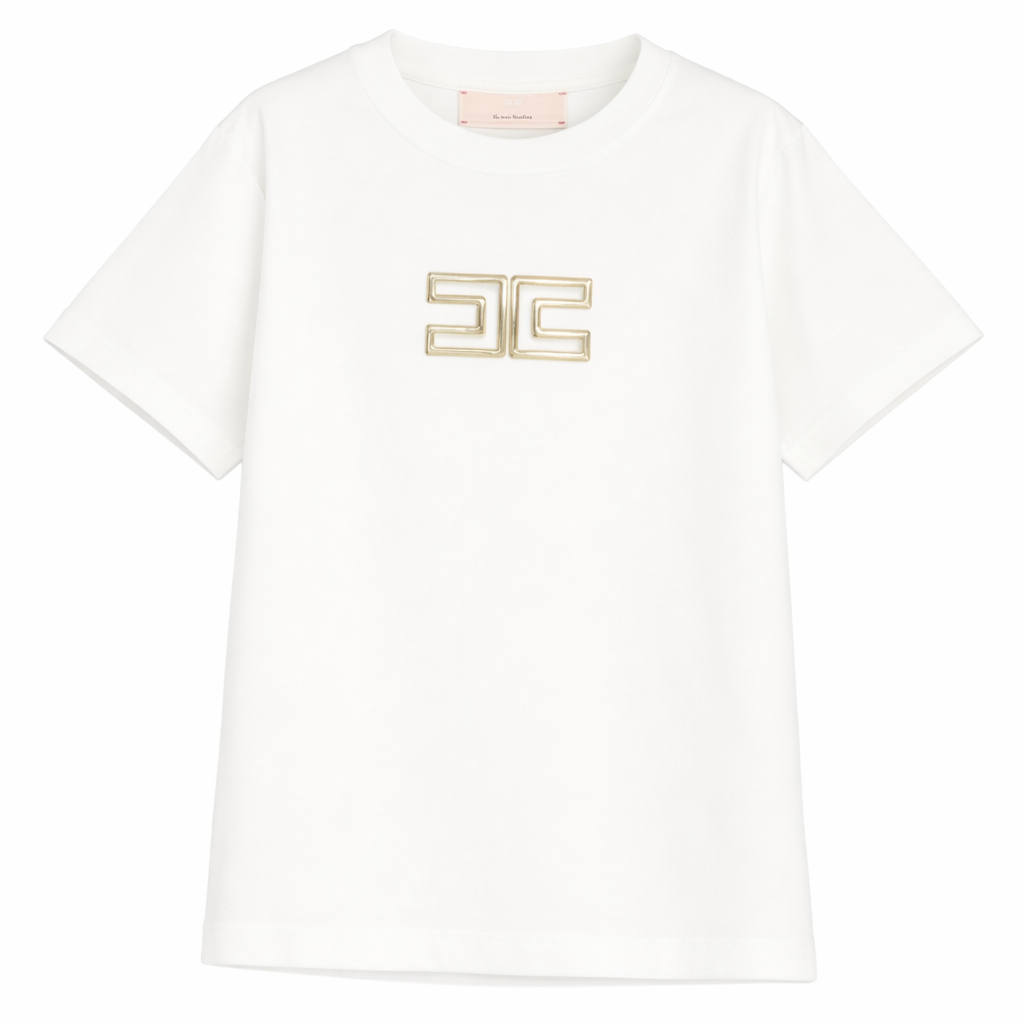 T-shirt per bambina Elisabetta Franchi La Mia Bambina bianca con dettaglio logo EFTS2610JE006 0115 ElISABETTA FRANCHI