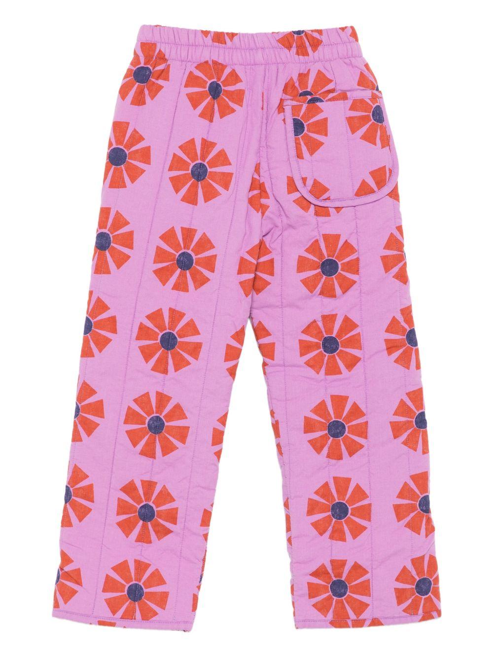 Pantaloni per bambina Bobo Choses rosa con stampa a fiori B225AC086 511 BOBO CHOSES