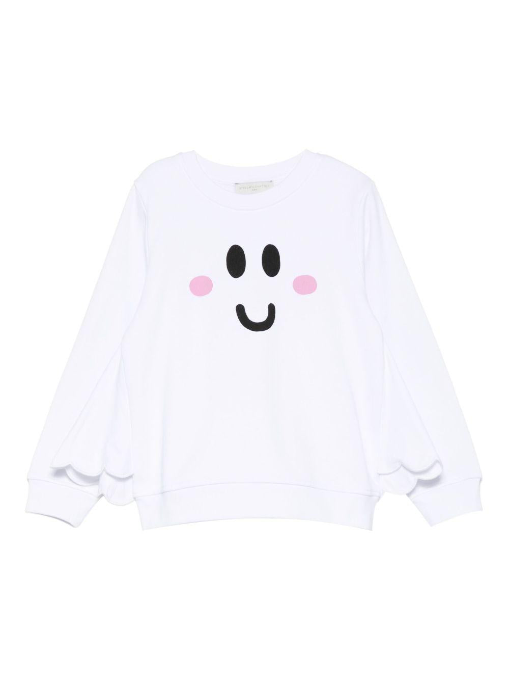 Felpa per bambina Stella McCartney Kids bianco con stampa faccina TX4C90 Z0453 100 STELLA McCARTNEY KIDS
