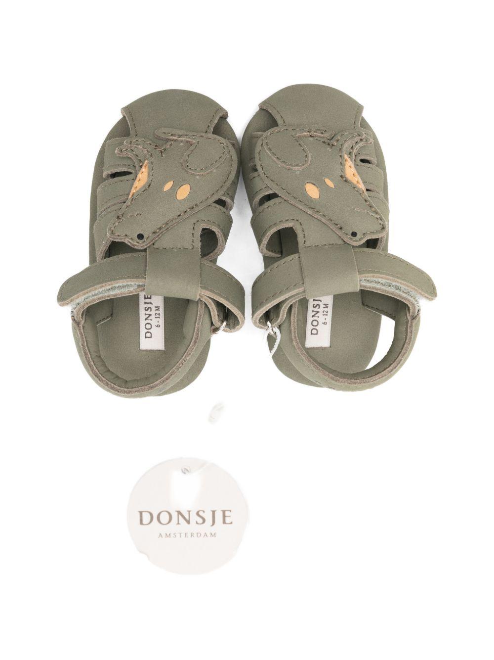 Scarpine primi passi per neonato Donsje verde con applicazione rana 1043001 NL126 DONSJE KIDS