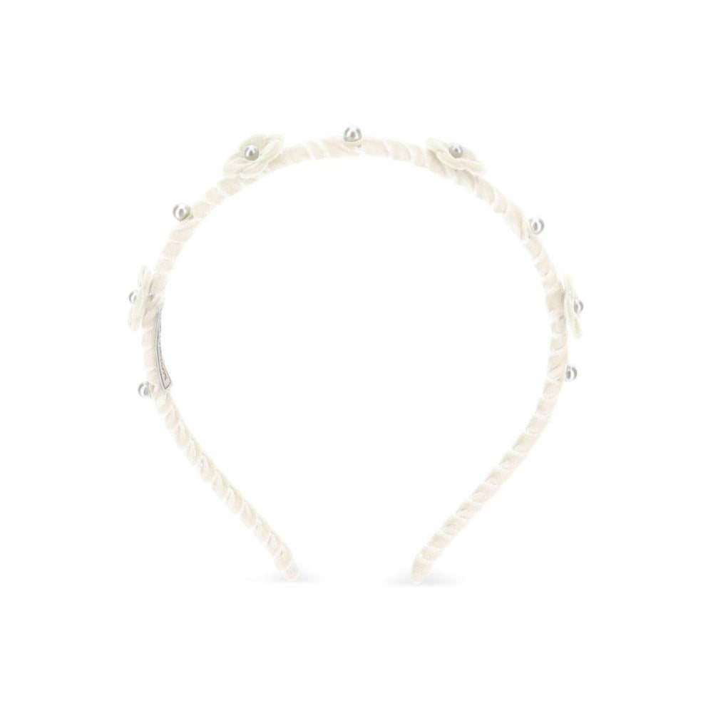 Cerchietto per capelli per bambina Monnalisa Kids bianco con dettagli fiori in rilievo 17H003 8058 0001 MONNALISA KIDS