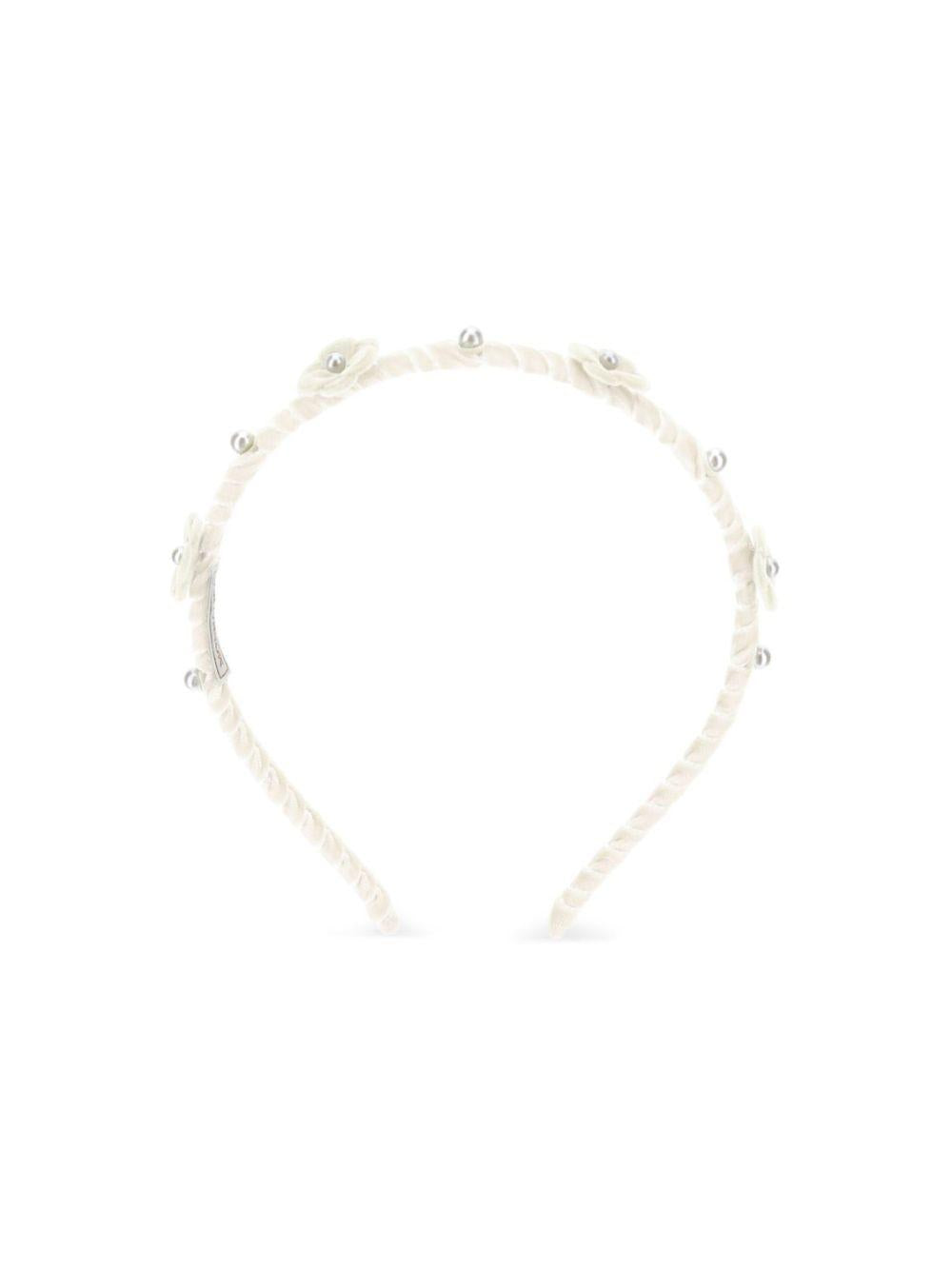 Cerchietto per capelli per bambina Monnalisa Kids bianco con dettagli fiori in rilievo 17H003 8058 0001 MONNALISA KIDS