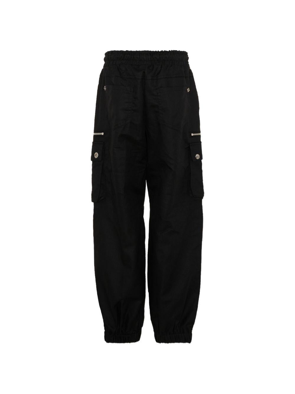 Pantaloni cargo per bambino John Richmond Junior nero elasticizzato in vita RBP26049PA BLACK JOHN RICHMOND KIDS