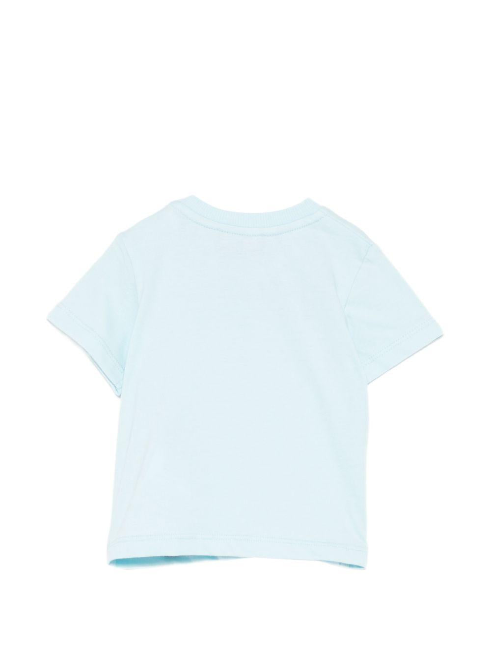 T-shirt per neonato Moschino Kids azzurra con stampa Teddy sul davanti MUM04QLAA24 40304 MOSCHINO KIDS