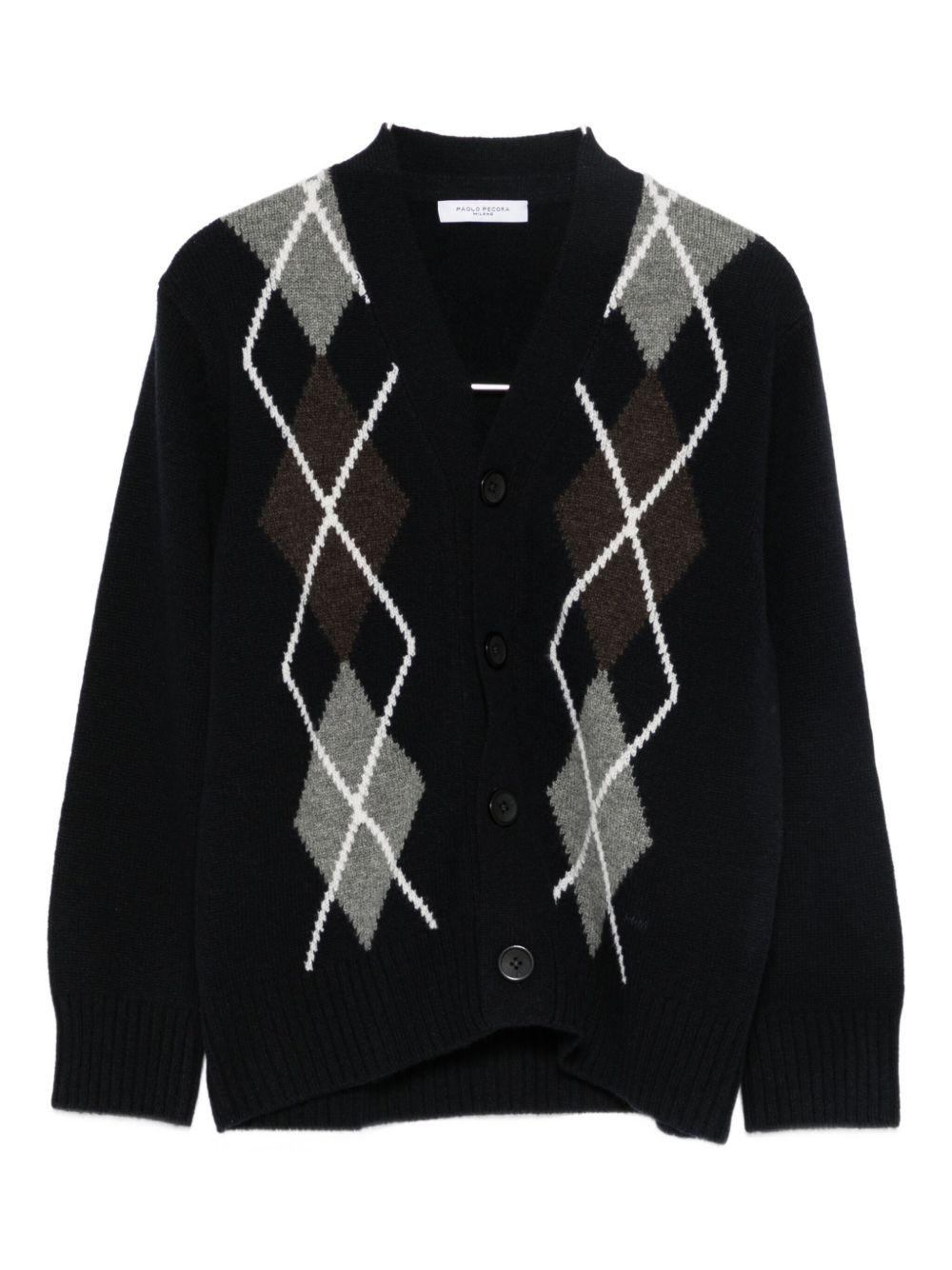 Cardigan per bambino Paolo Pecora Kids blu con motivo argyle PP4088 BLU PAOLO PECORA KIDS