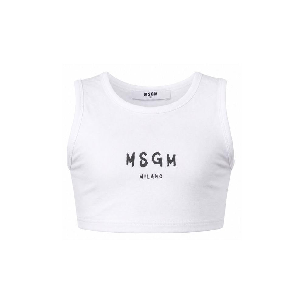 Top corto per bambina MSGM Kids bianca con stampa logo S6MSJGTO011 001 MSGM KIDS