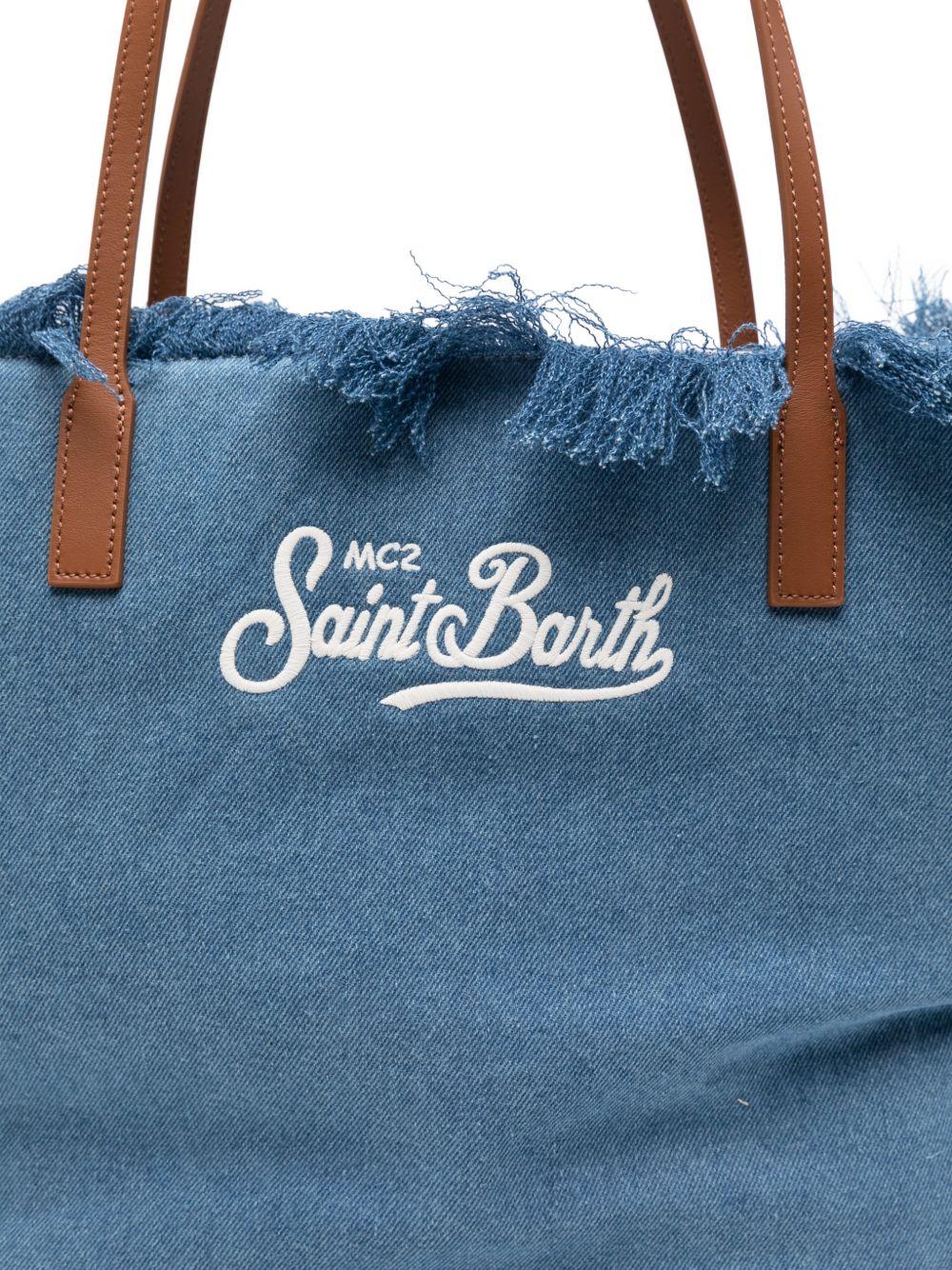 Borsa da spiaggia MC2 Saint Barth denim con dettaglio frange CBF0001 00436L MC2 ST. BARTH KIDS