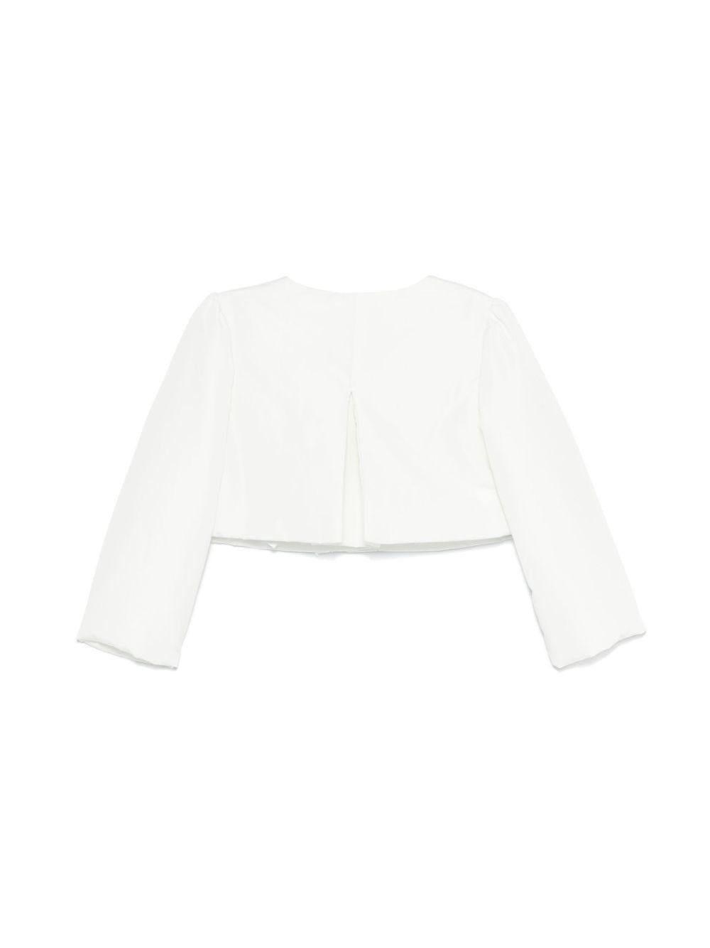 Giacca biker per neonata Monnalisa bianco con dettaglio ruches 73E100 5407 0001 MONNALISA