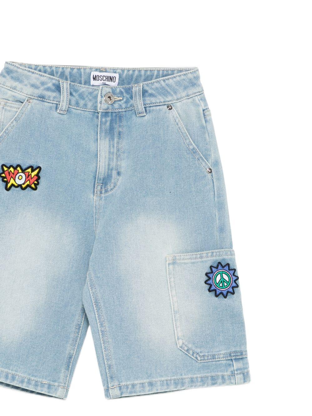 Shorts per bambino Moschino Kids denim con dettagli ricamati HUQ02KL0E37 41100 MOSCHINO KIDS