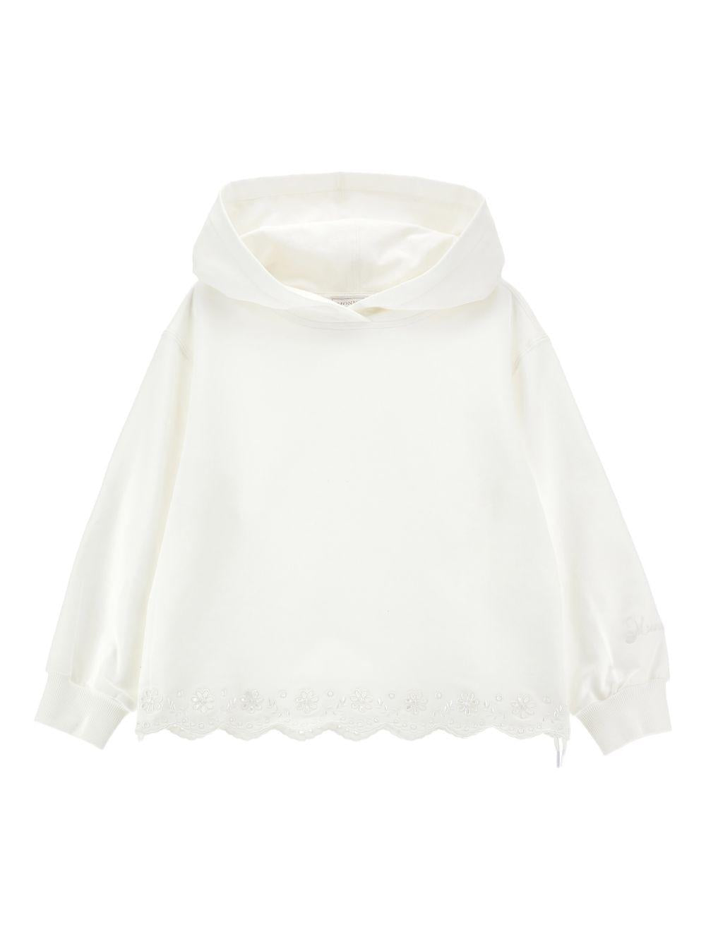 Felpa per bambina Monnalisa bianca con orlo a smerlo 17G600 7014 0001 MONNALISA KIDS