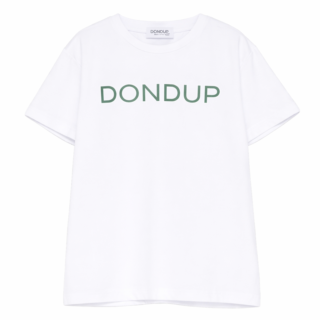 T-shirt per bambino DONDUP Kids bianco con logo sul davanti DMTS0520JE017 D021 DONDUP KIDS