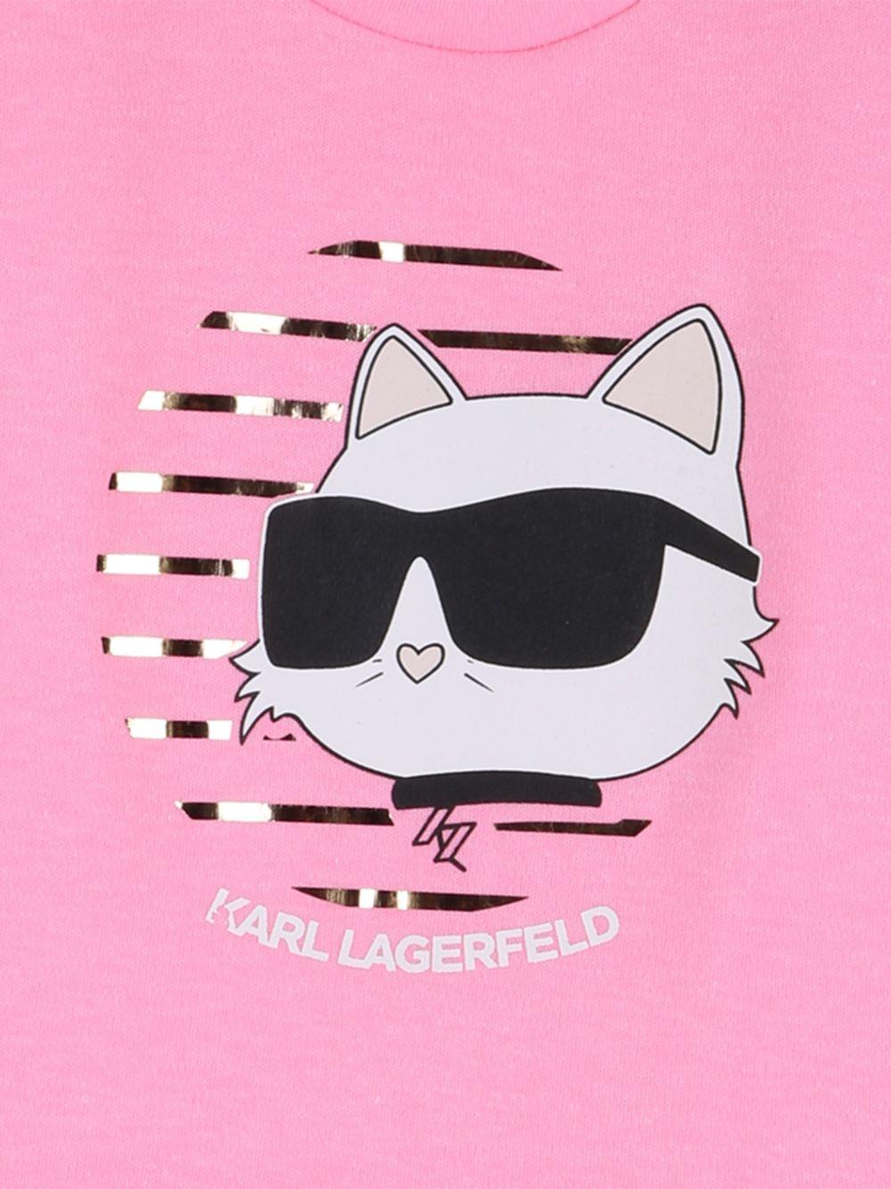 Abito per neonata Karl Lagerfield Kids rosa con stampa ikon choupette Z31057 462 KARL LAGERFELD KIDS
