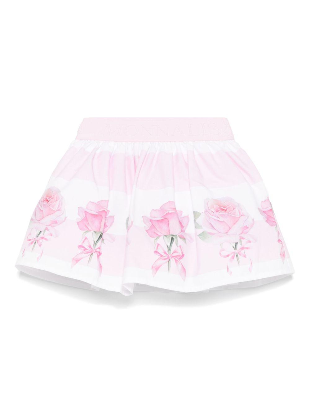 Gonna per neonata Monnalisa rosa con stampa rose all-over 31E700 5653 9990 MONNALISA