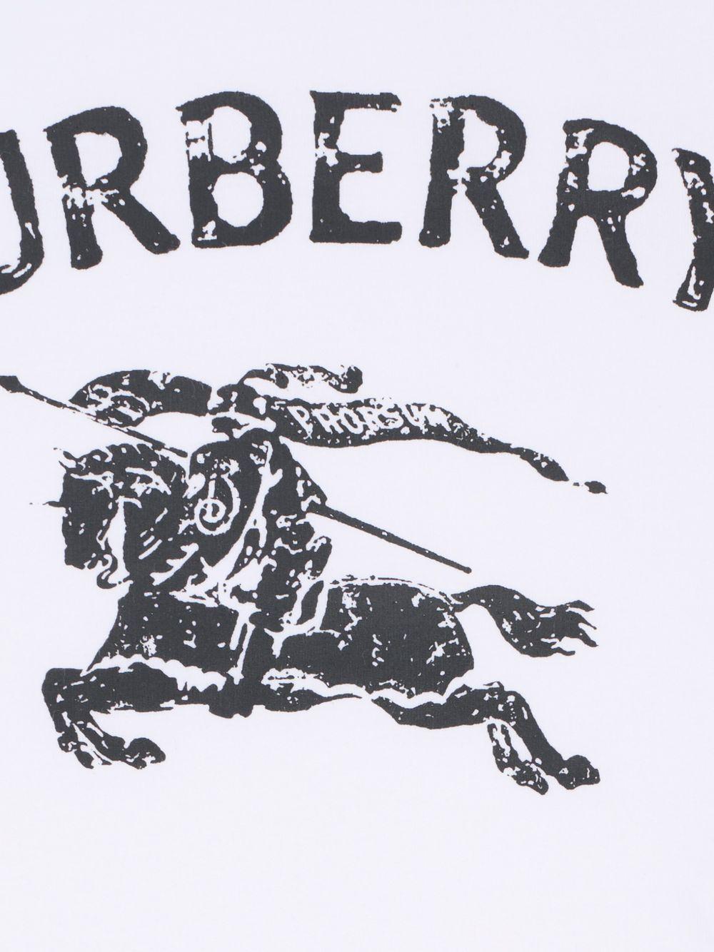 T-shirt per neonato Burberry Kids bianca con stampa Equestrian Knight 8121209 A1464 BURBERRY KIDS