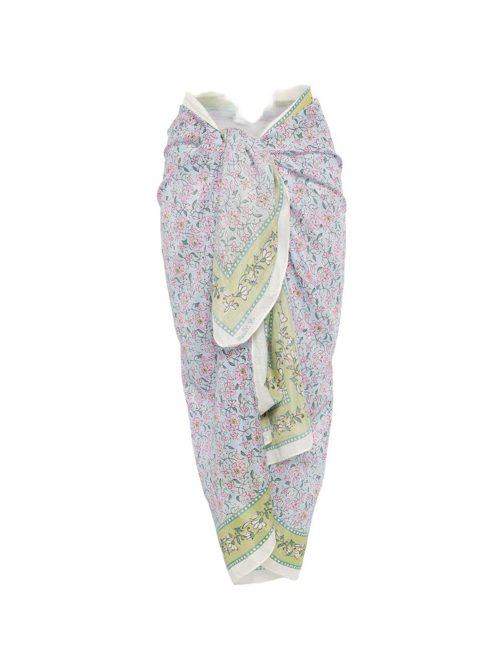 Pareo per donna MC2 Saint Barth azzurro con stampa floreale all-over TAIT001 09705L MC2 ST. BARTH