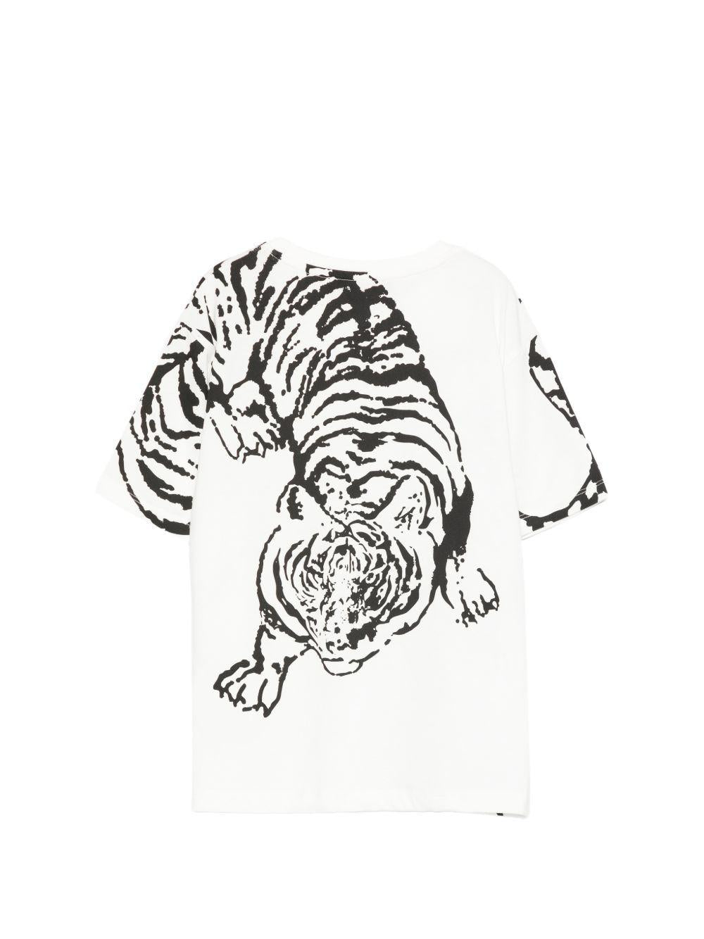 T-shirt per bambino Just Cavalli Kids bianca e nera con stampa grafica tigre JBP26161TS WHITE C.D. ROBERTO CAVALLI KIDS