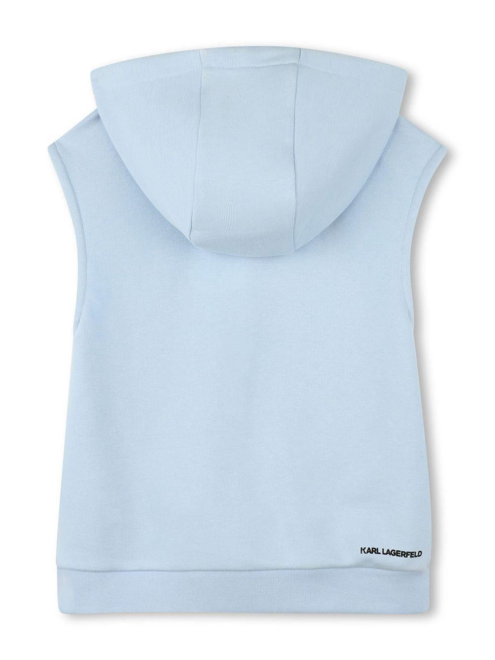 Felpa per bambino Karl Lagerfeld Kids azzurro con stampa con logo sul petto Z30430 782 KARL LAGERFELD KIDS