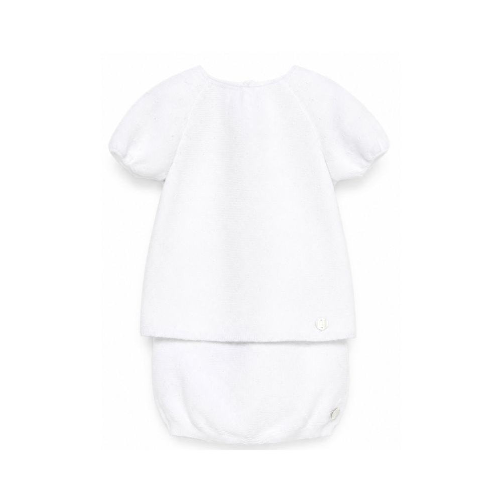 Set due pezzi per neonati Paz Rodriguez bianchi con dettaglio bottone 103-123690 01 PaZ RODRIGUEZ KIDS