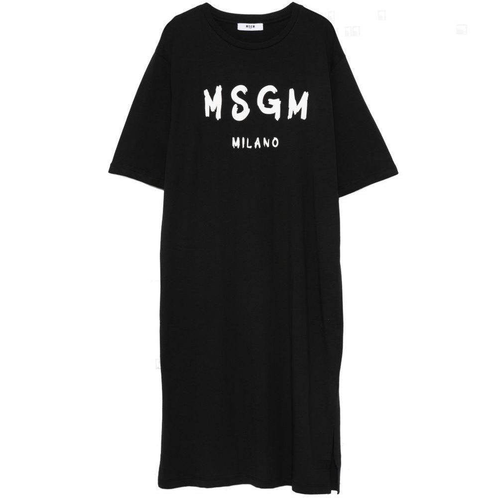 Abito per bambina MSGM Kids nero con stampa logo S6MSJGDR068 110 MSGM KIDS