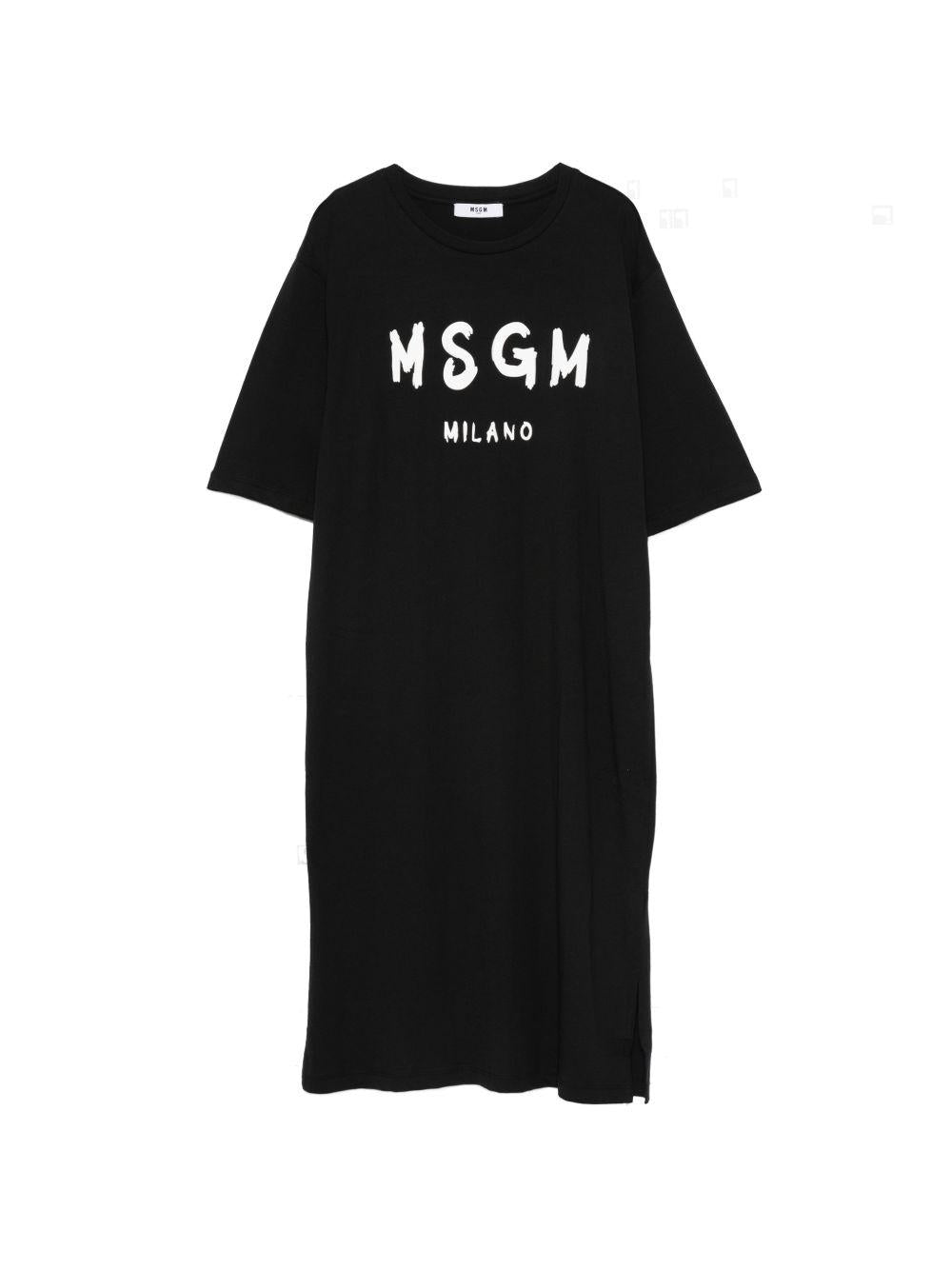 Abito per bambina MSGM Kids nero con stampa logo S6MSJGDR068 110 MSGM KIDS